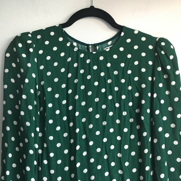 🚫SOLD🚫REFORMATION Creed Dress Green White Polka Dot Midi - Picture 4 of 6